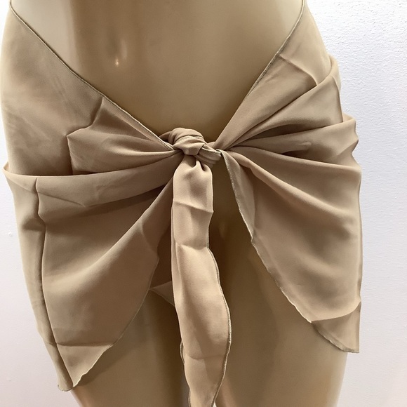 Zuliana Blue and Tan Tie - Two Sarong Bundle. Made In USA. - Picture 3 of 7